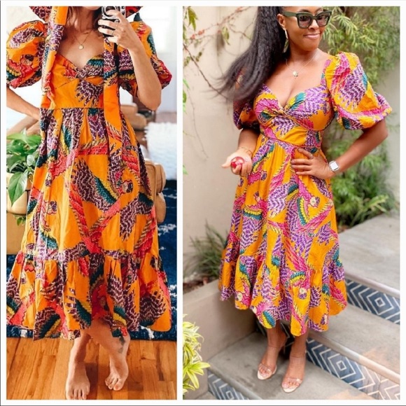 Farm Rio Macaw Puff-Sleeve Midi Dress - Picture 7 of 15